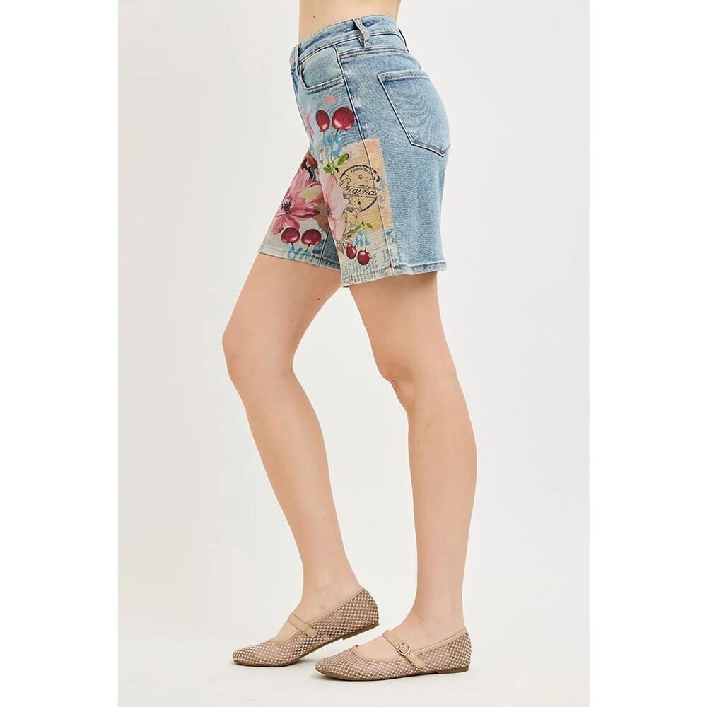 "Botanica" Floral Print Denim Shorts - Picture 5 of 5